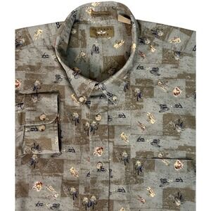 90s Mens Casual Long Sleeve Wrinkle Free Sz-3XL Tall Outdoors Gorpcore Fishing